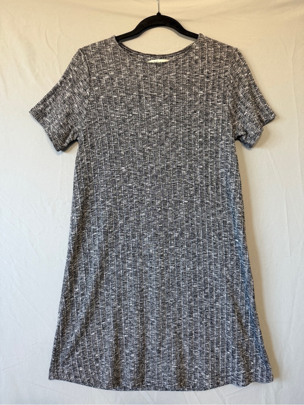 Abercrombie & Fitch Womens Ribbed Knit Short Sleeve Sweater Dress S Grey Midi